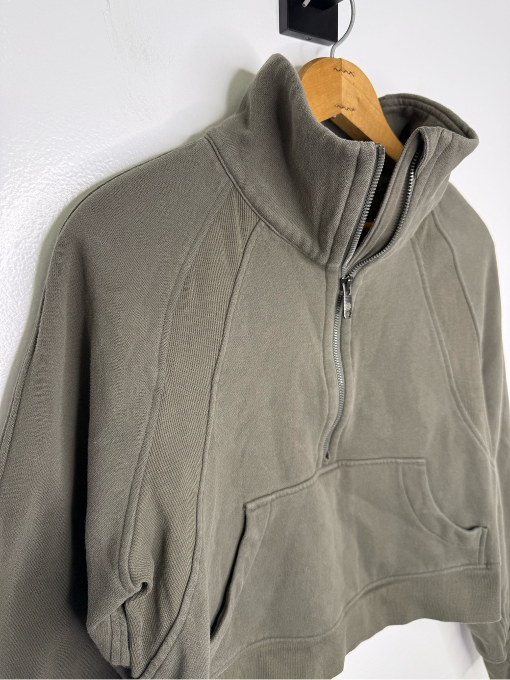LULULEMON Army Green Scuba Oversized Funnel Neck Half Zip Jacket - Picture 3 of 8